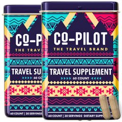 Co-Pilot The Travel Brand jet lag remedy bottle helps clear mornings after long flights.