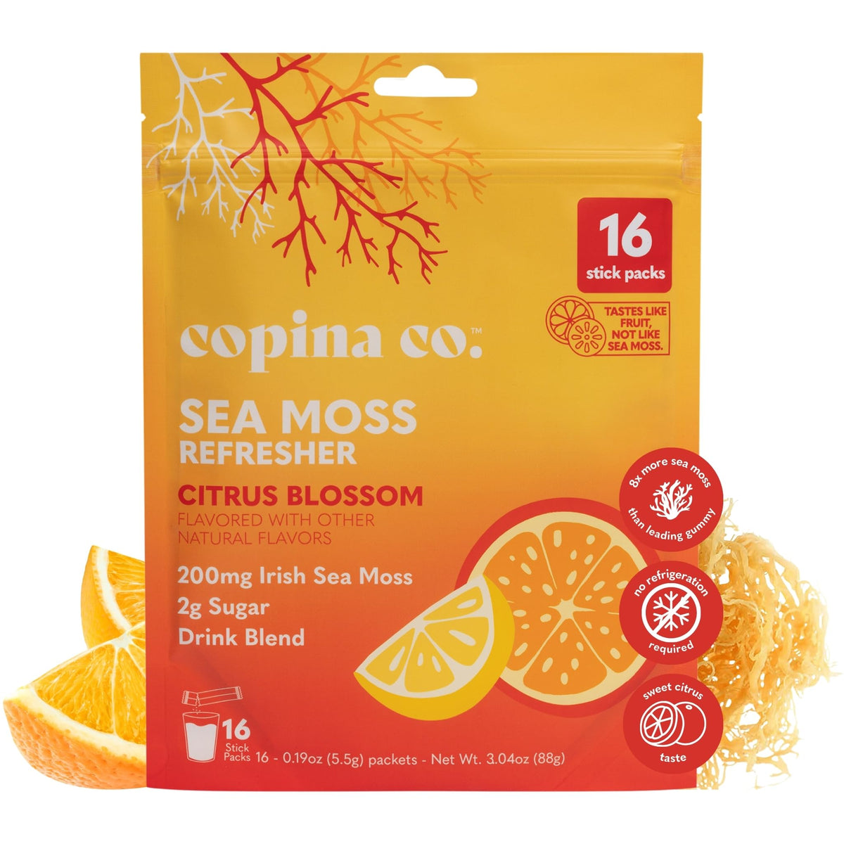 Copina Co Organic Irish Sea Moss Powder shown in a serving scoop for hydration