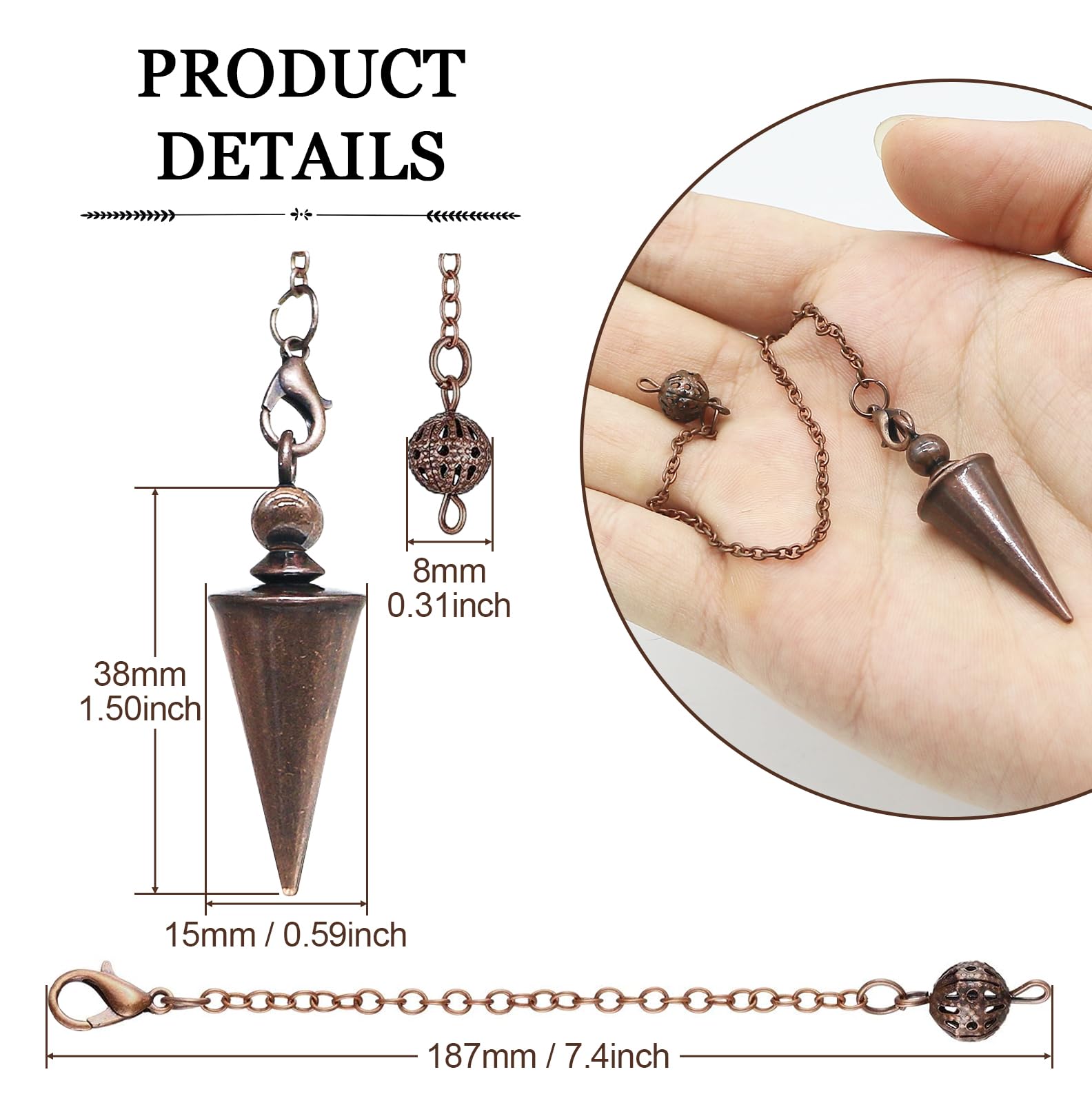 Copper pendulum aiding chakra balance during meditation and energy work.