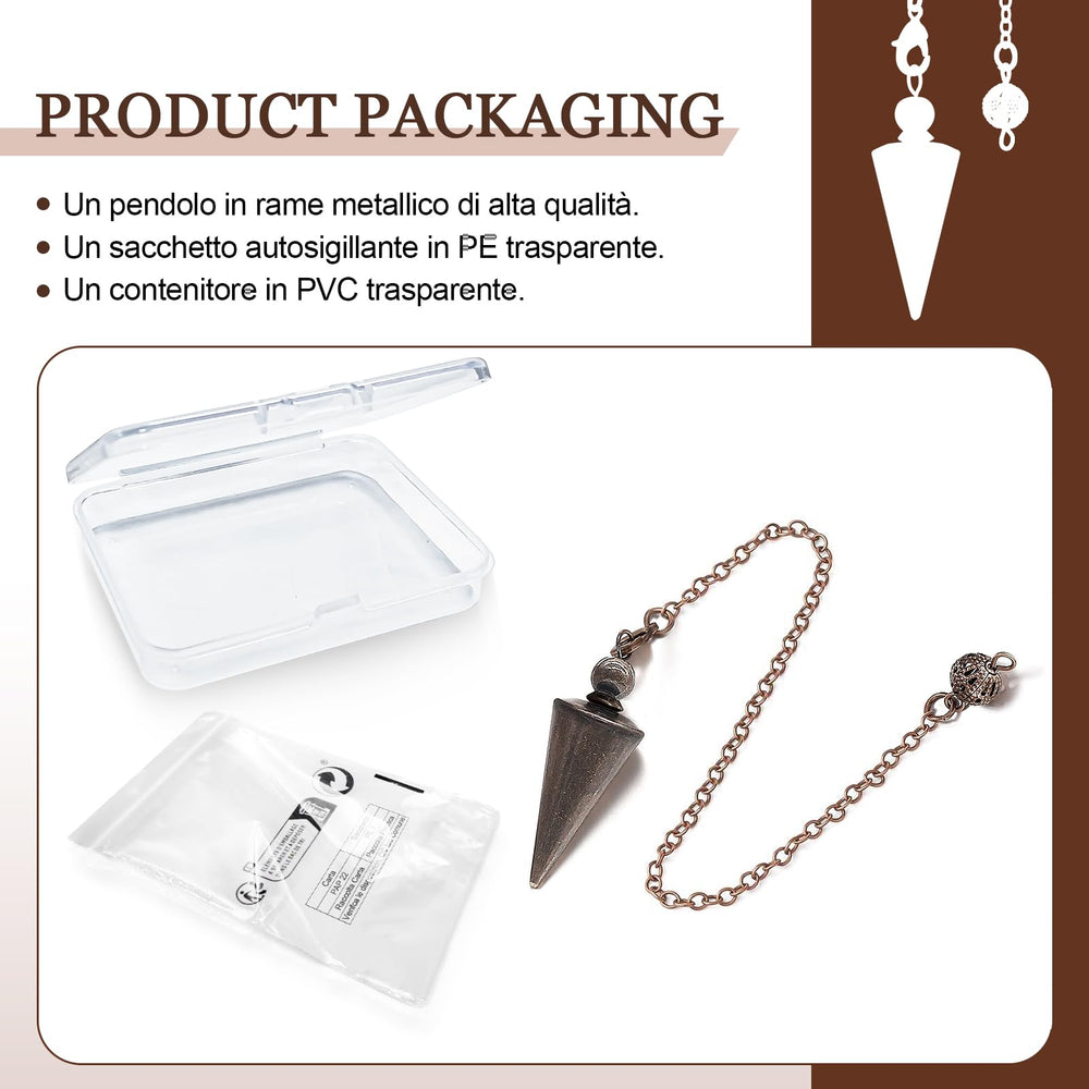 Wearable copper pendulum necklace for convenient daily practice.