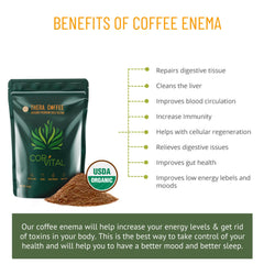 Cor-Vital medium roast ground coffee for enema prep; easy to measure.