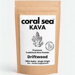 Coral Sea Kava powder in a glass jar for a smooth, calming ritual.