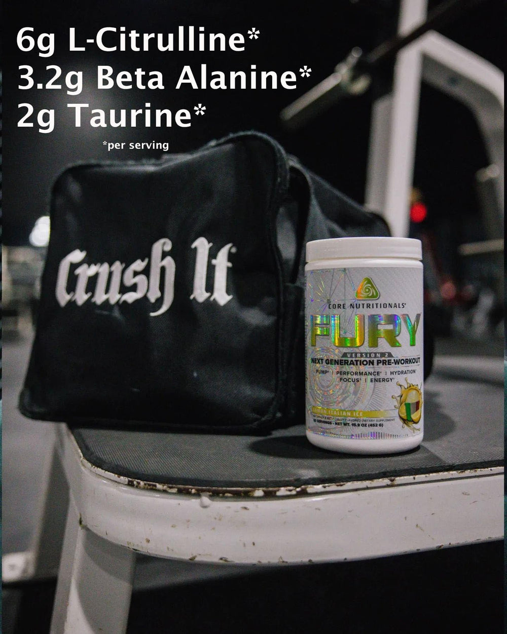 Core Nutritionals Fury V2 close-up reveals ingredients hinting at clean performance support