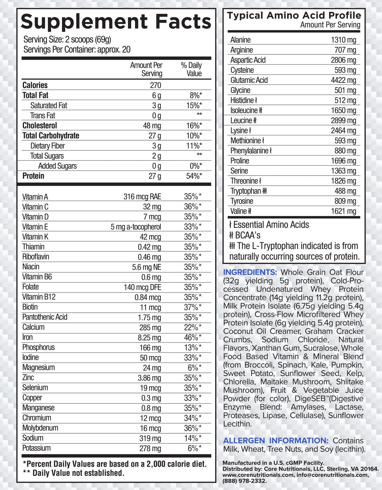 Core Nutritionals MRP creamy shake close-up highlighting texture and oats.
