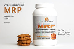 Core Nutritionals MRP scoop and jar showing convenient serving for on-the-go nutrition.