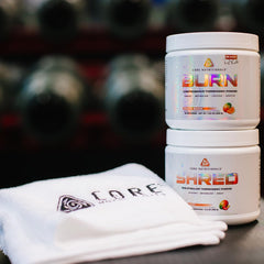 Core Nutritionals Platinum Shred jar contents reveal ingredient blend.