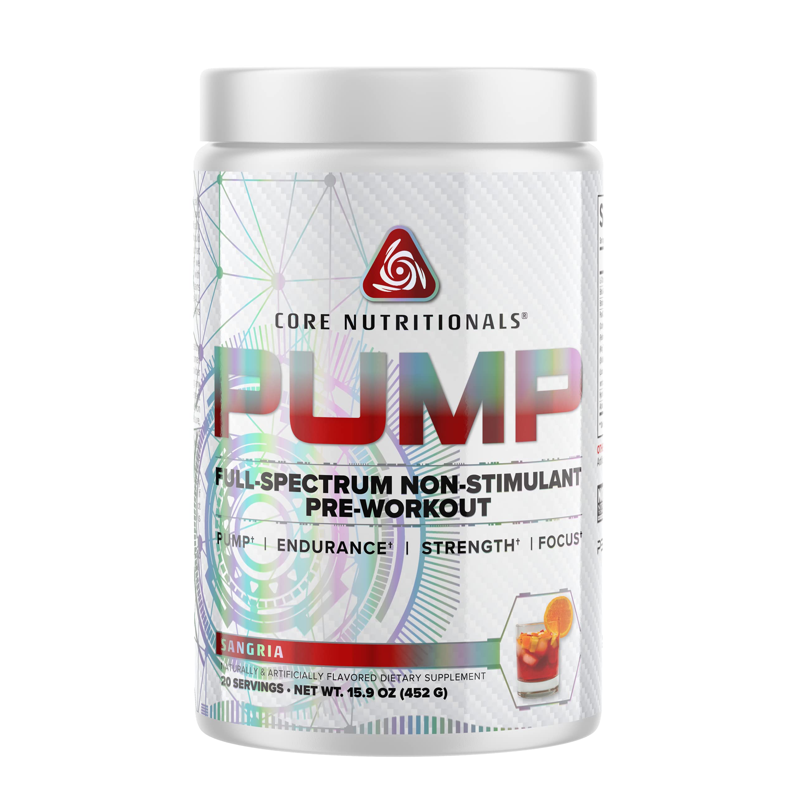 Core Nutritionals Pump bottle pour shows vibrant flavor for easy pre-workout mixing