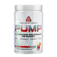 Core Nutritionals Pump bottle pour shows vibrant flavor for easy pre-workout mixing