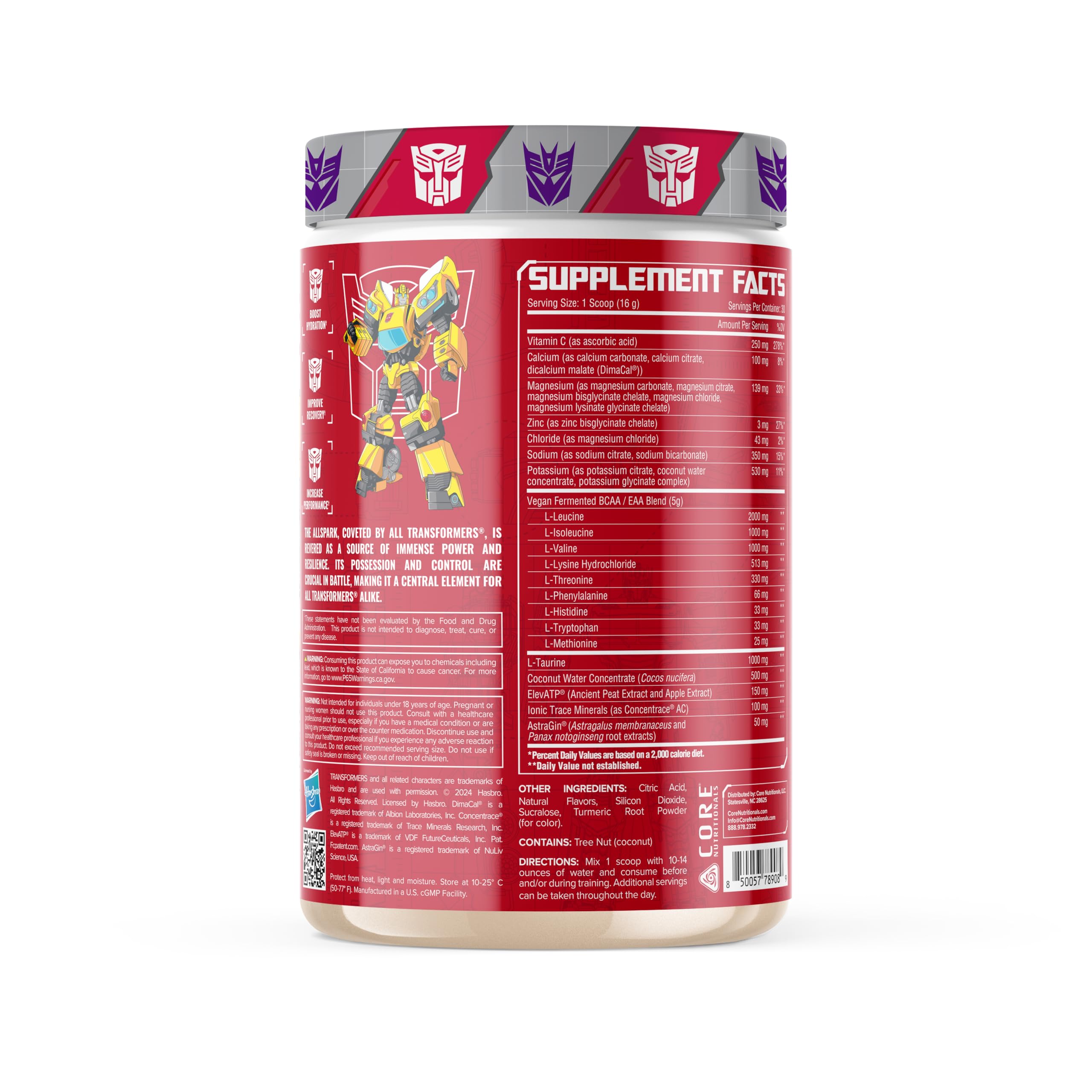 Scoop pours Allspark EAA powder highlighting vegan fermented amino acids.
