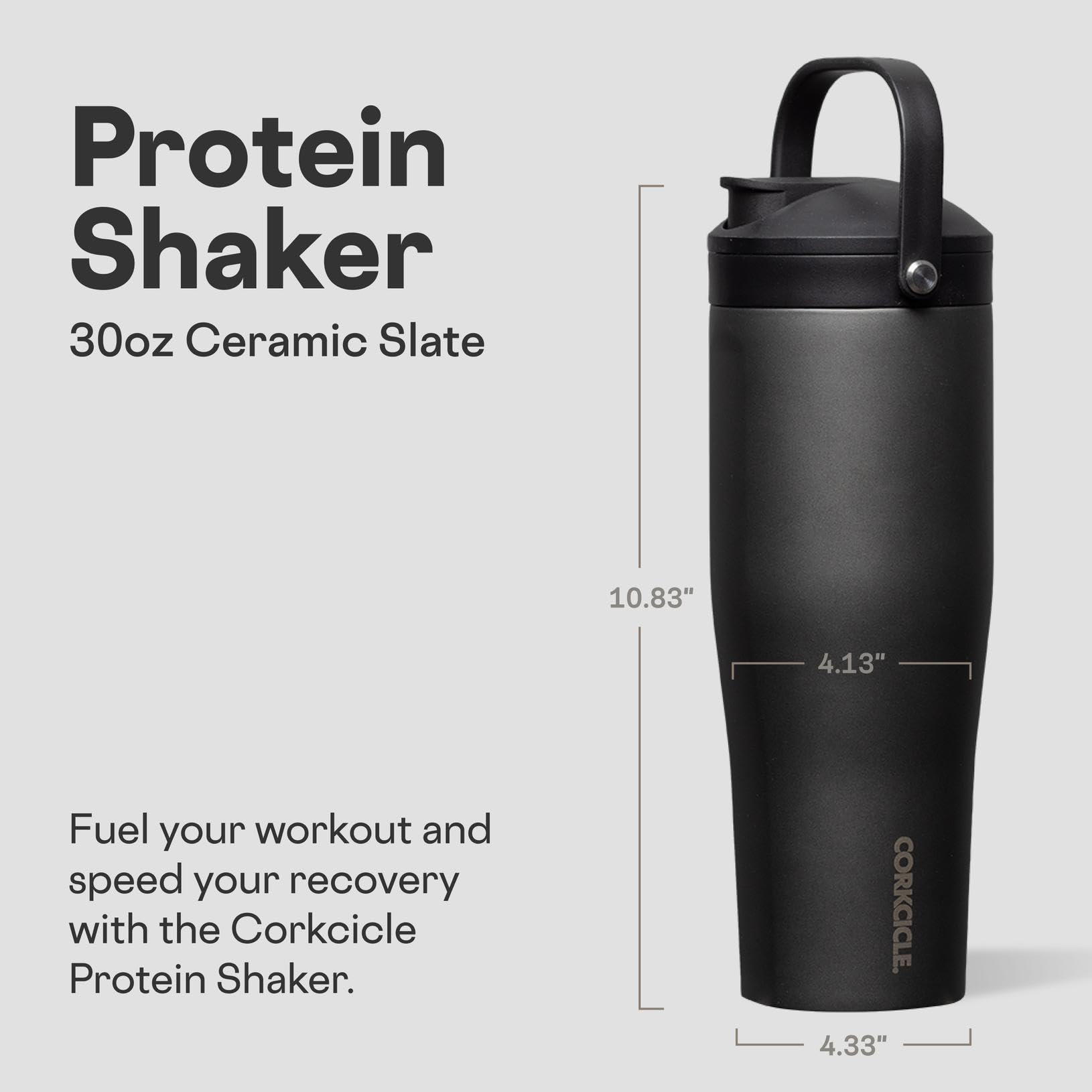 Corkcicle Protein Shaker lid doubles as fruit strainer for infused water