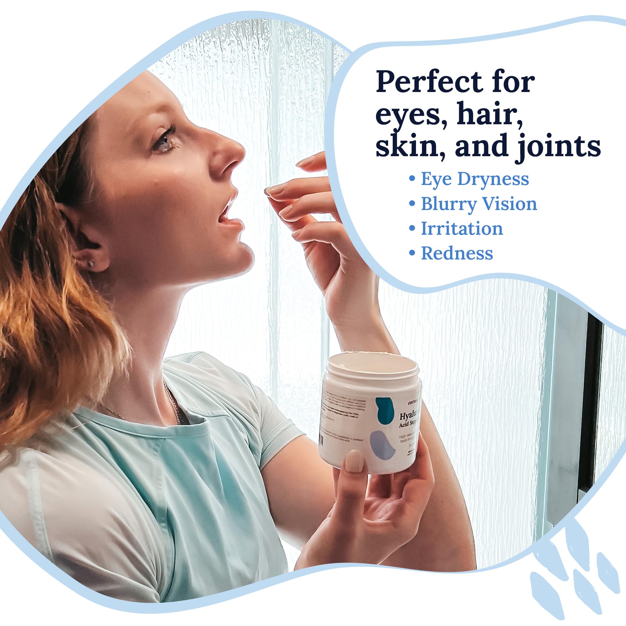 CorneaCare hyaluronic acid softgels close-up highlighting easy daily dosage.
