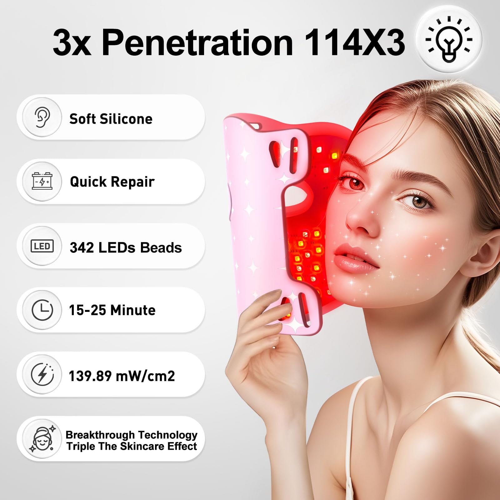 Coroever heated red light at 25-32°C provides comfortable warming therapy.