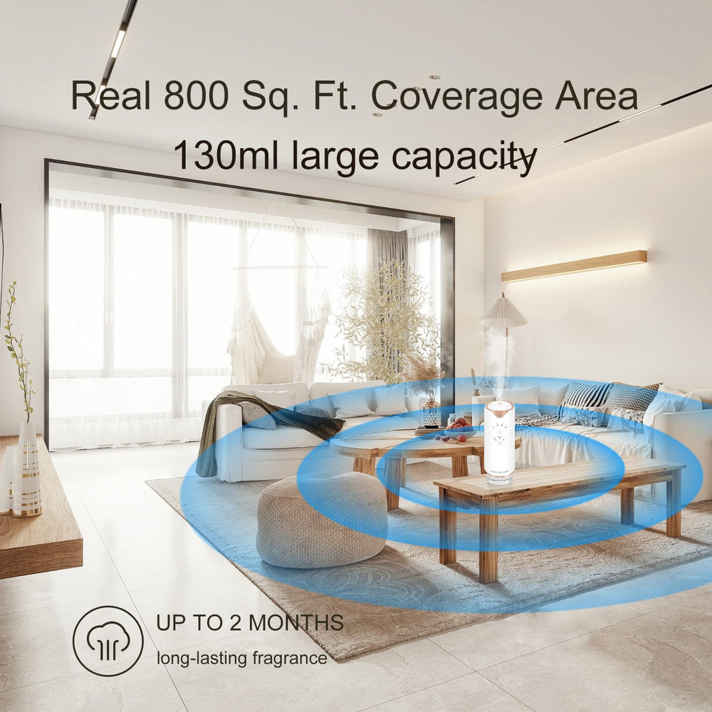 Corotue diffuser covers up to 800 sq ft, suitable for larger spaces.
