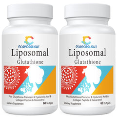 CORPORALIGHT Liposomal Glutathione bottle highlighting energy and detox support