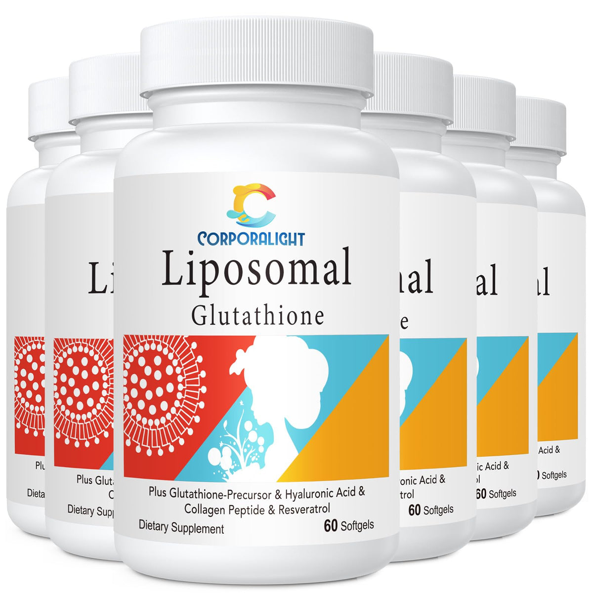 CORPORALIGHT Liposomal Glutathione Softgels bottle front promotes high-potency antioxidant support.