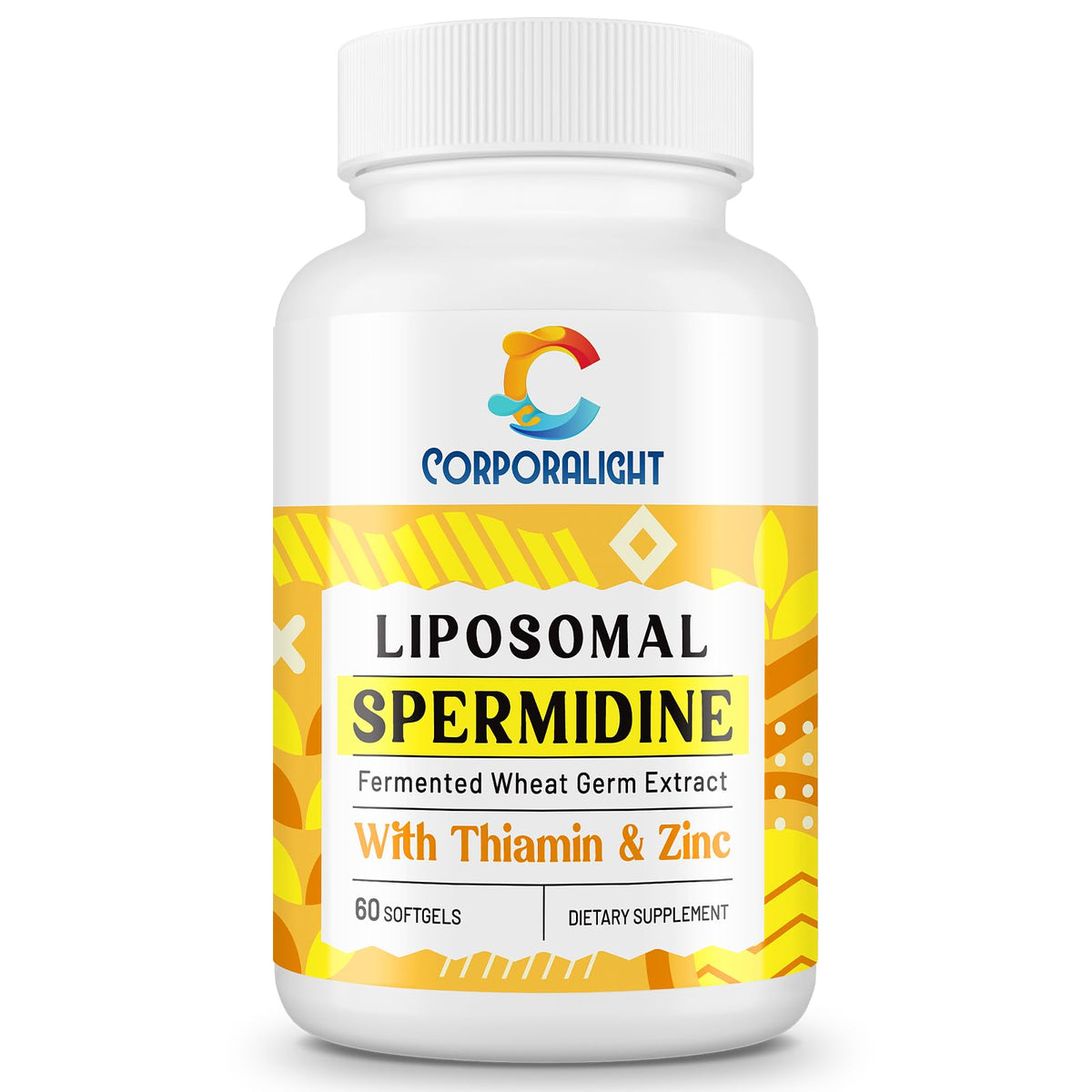 CORPORALIGHT 30mg spermidine softgels in bottle for daily cellular renewal support.