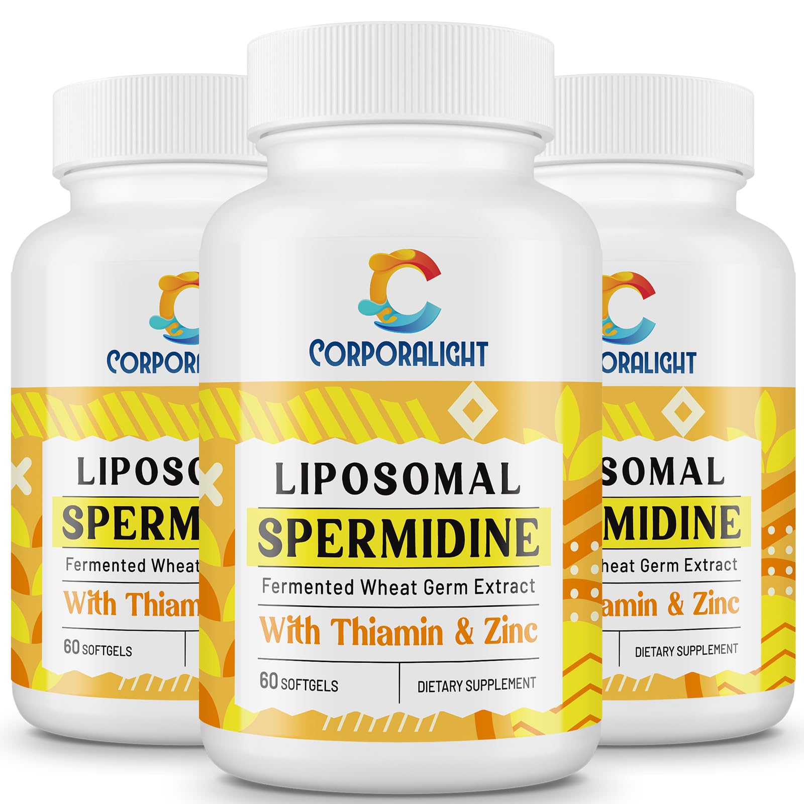 CORPORALIGHT 30mg spermidine softgel bottle supporting cellular renewal potential.