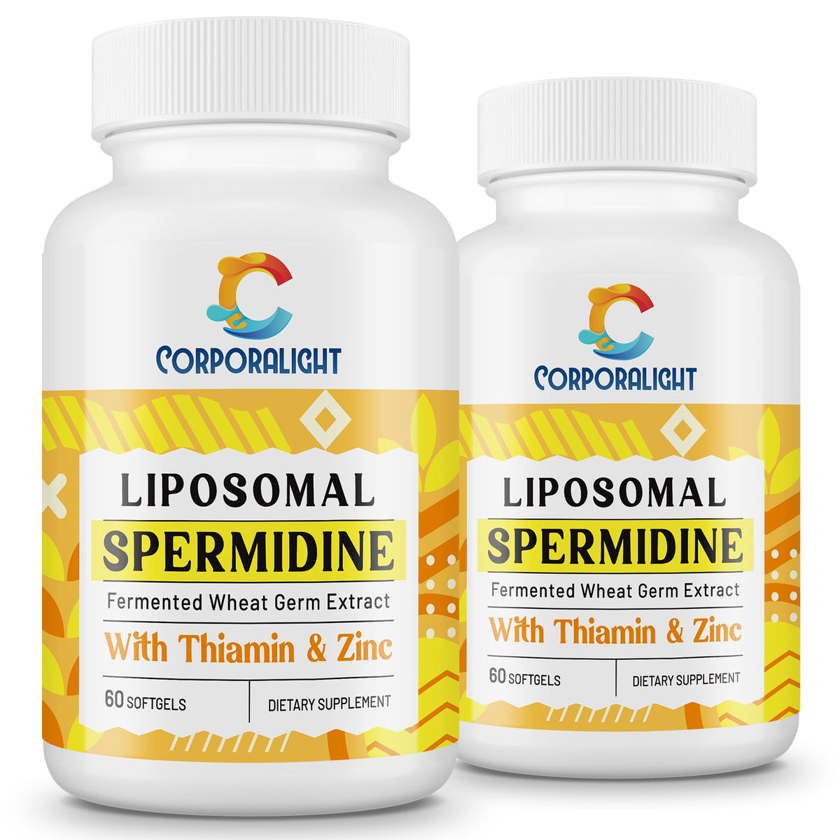 CORPORALIGHT spermidine softgel 30mg bottle showing high-potency capsules for daily use.