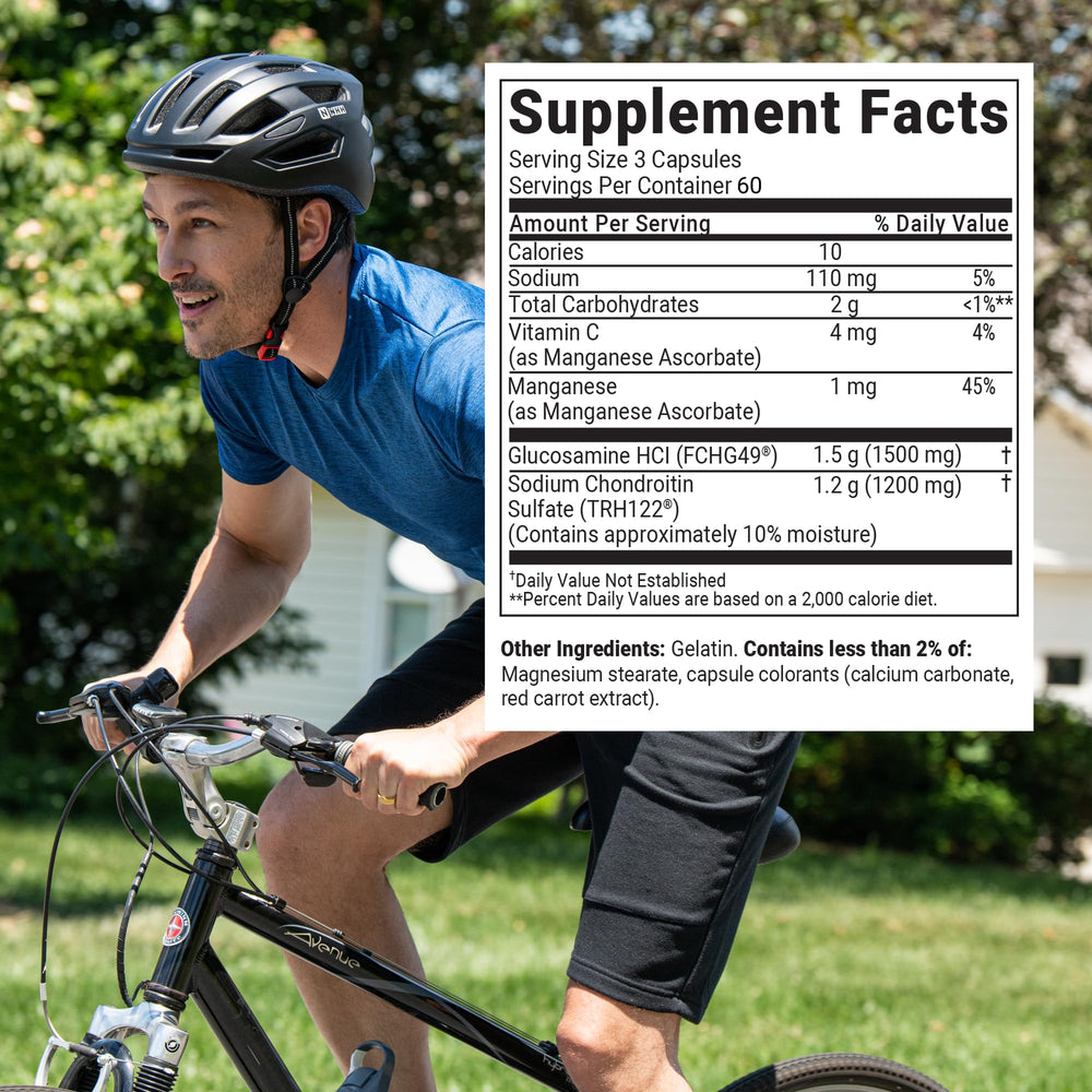 Cosamin DS capsules closeup highlighting easy daily intake.