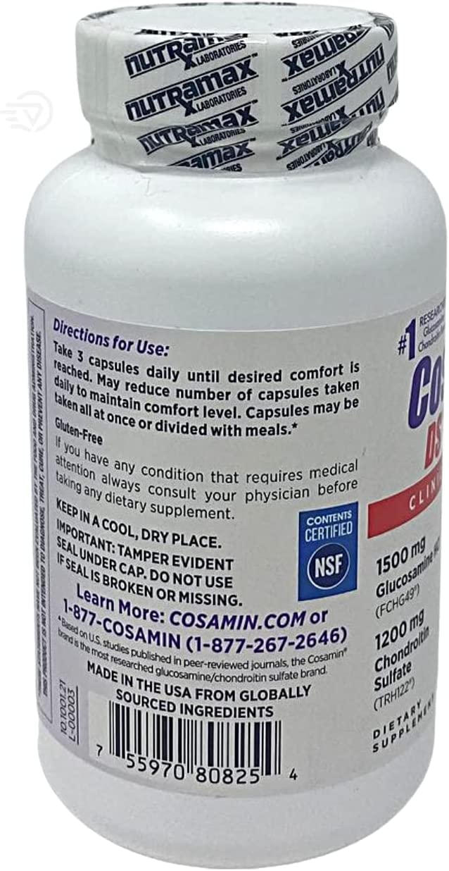 Cosamin DS label details emphasize purity and clinical study background.