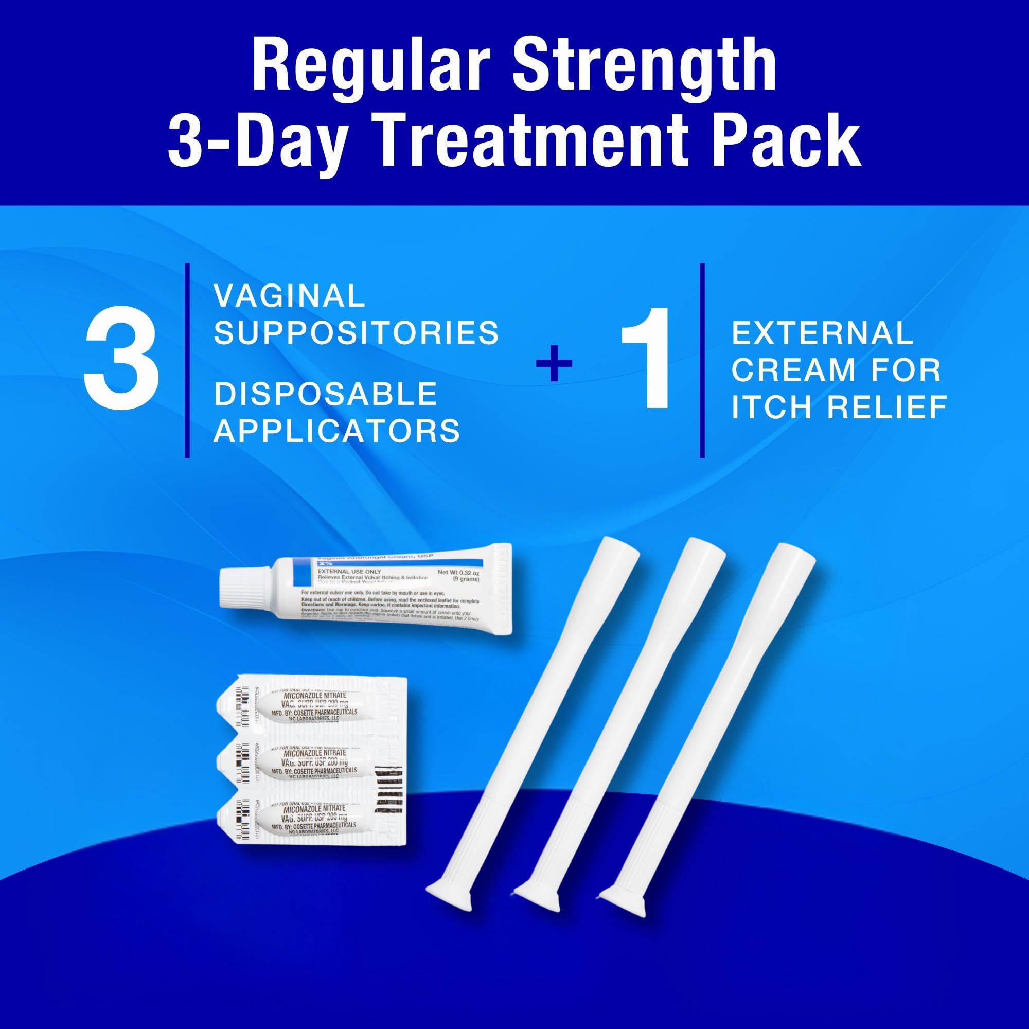 Cosette yeast infection bundle shown with cream and suppositories.