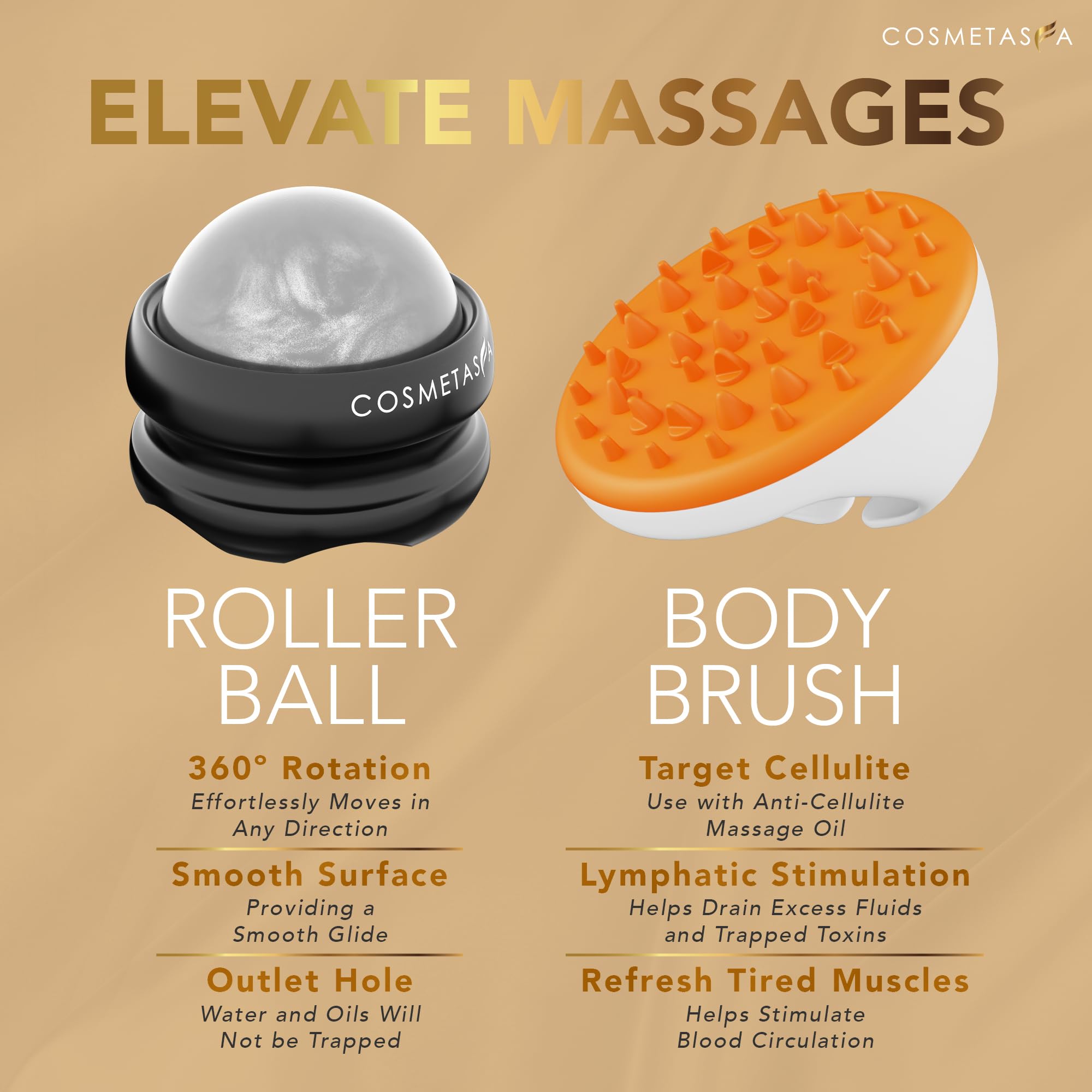 Cosmetasa 360-spin massage ball—glides smoothly to ease knots.
