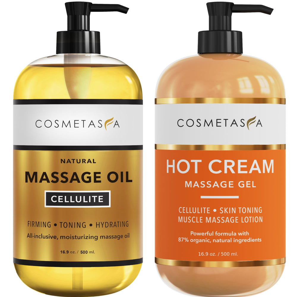 Cosmetasa cellulite oil bottle ready for daily firming and moisturizing