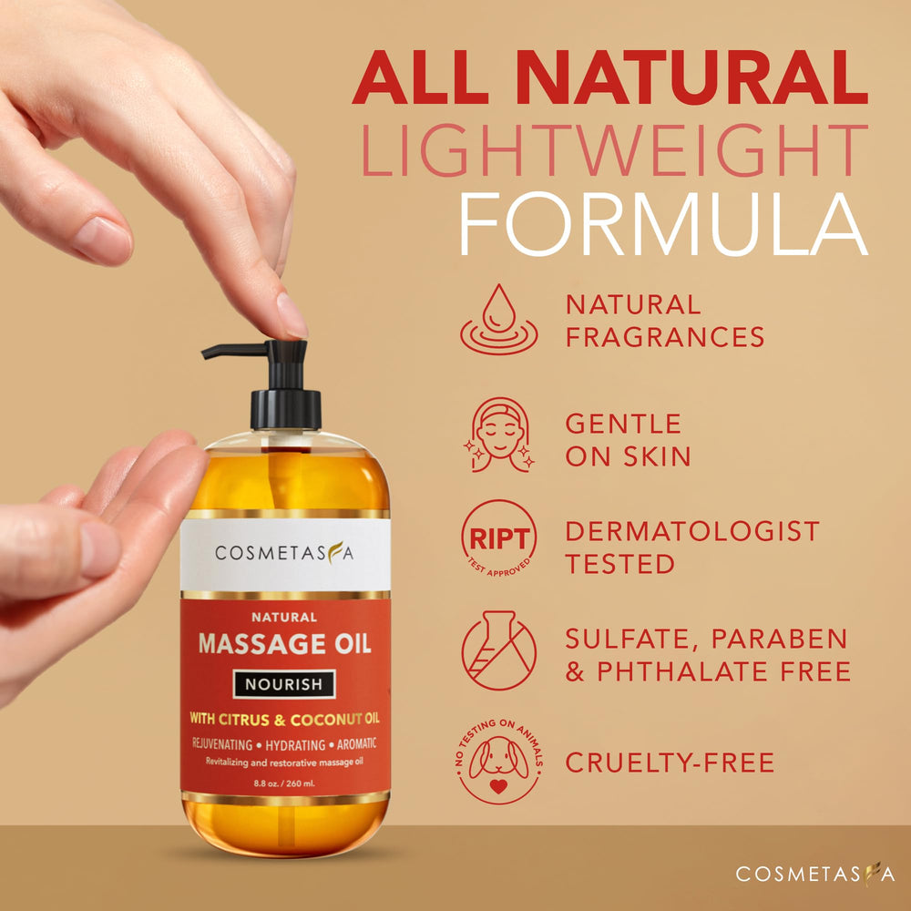 Cosmetasa citrus aroma with grapefruit and orange peel, uplifting mood during self-care.