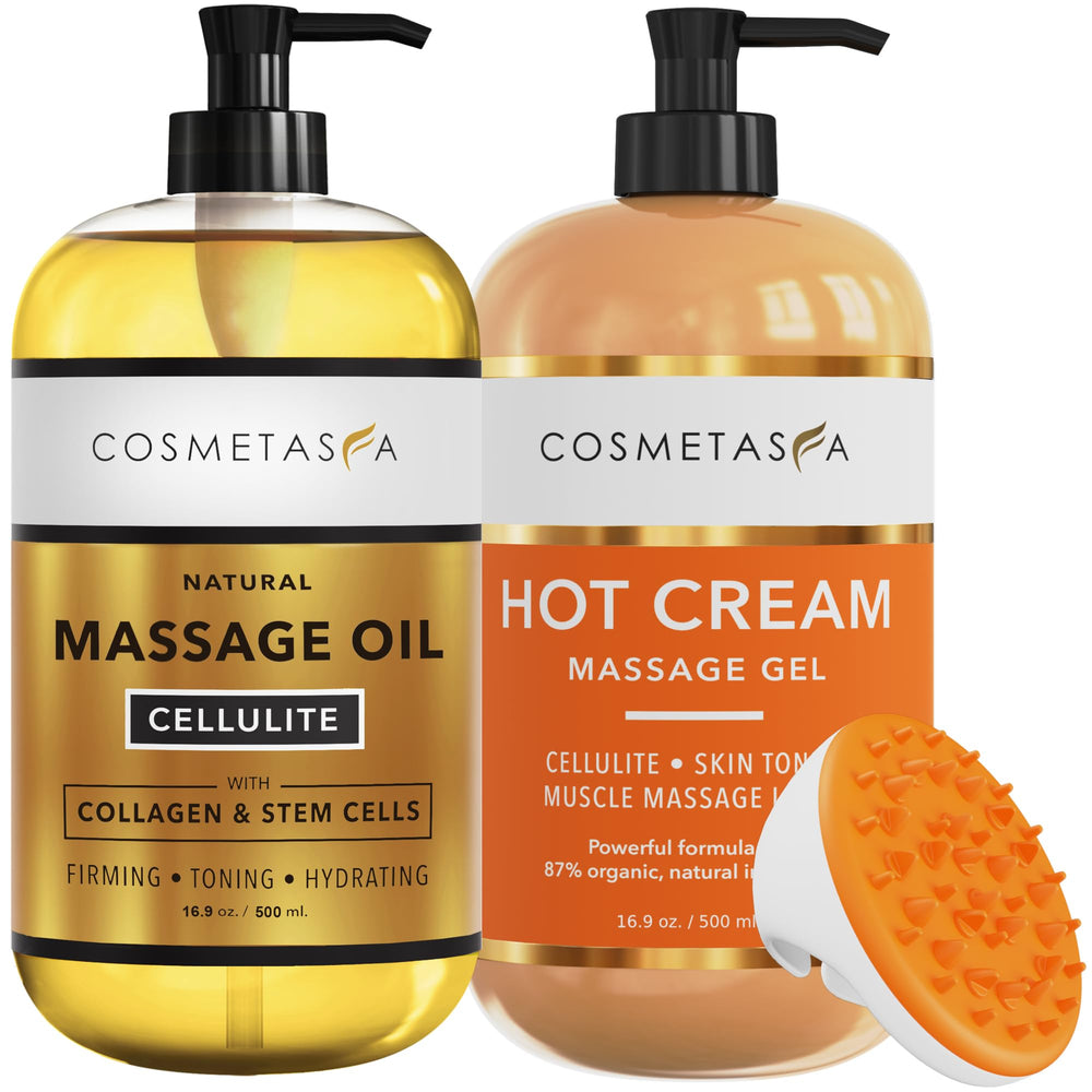 Cosmetasa hot cream bottle pour for warming massage prep.