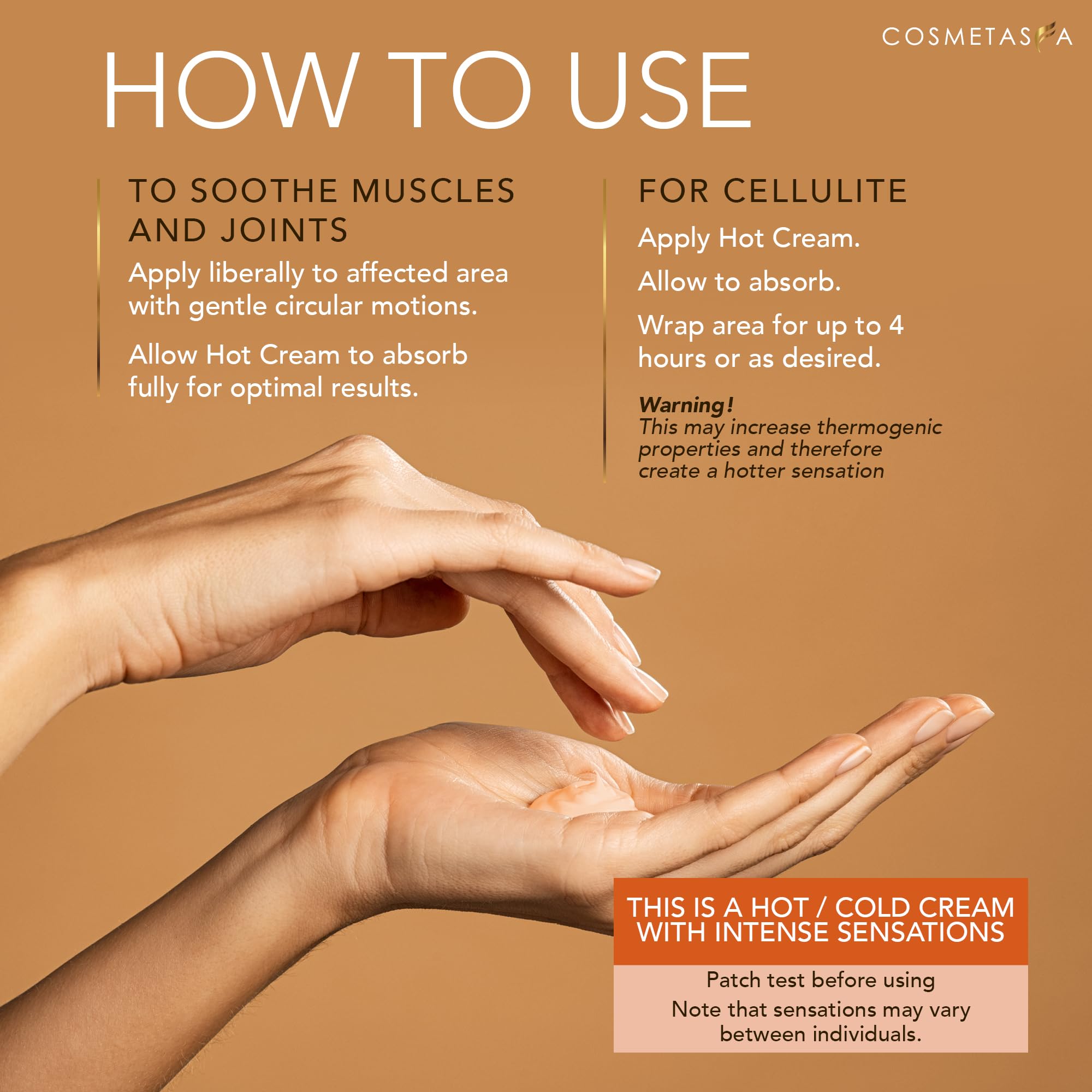 Cosmetasa hot cream spread showing even coverage