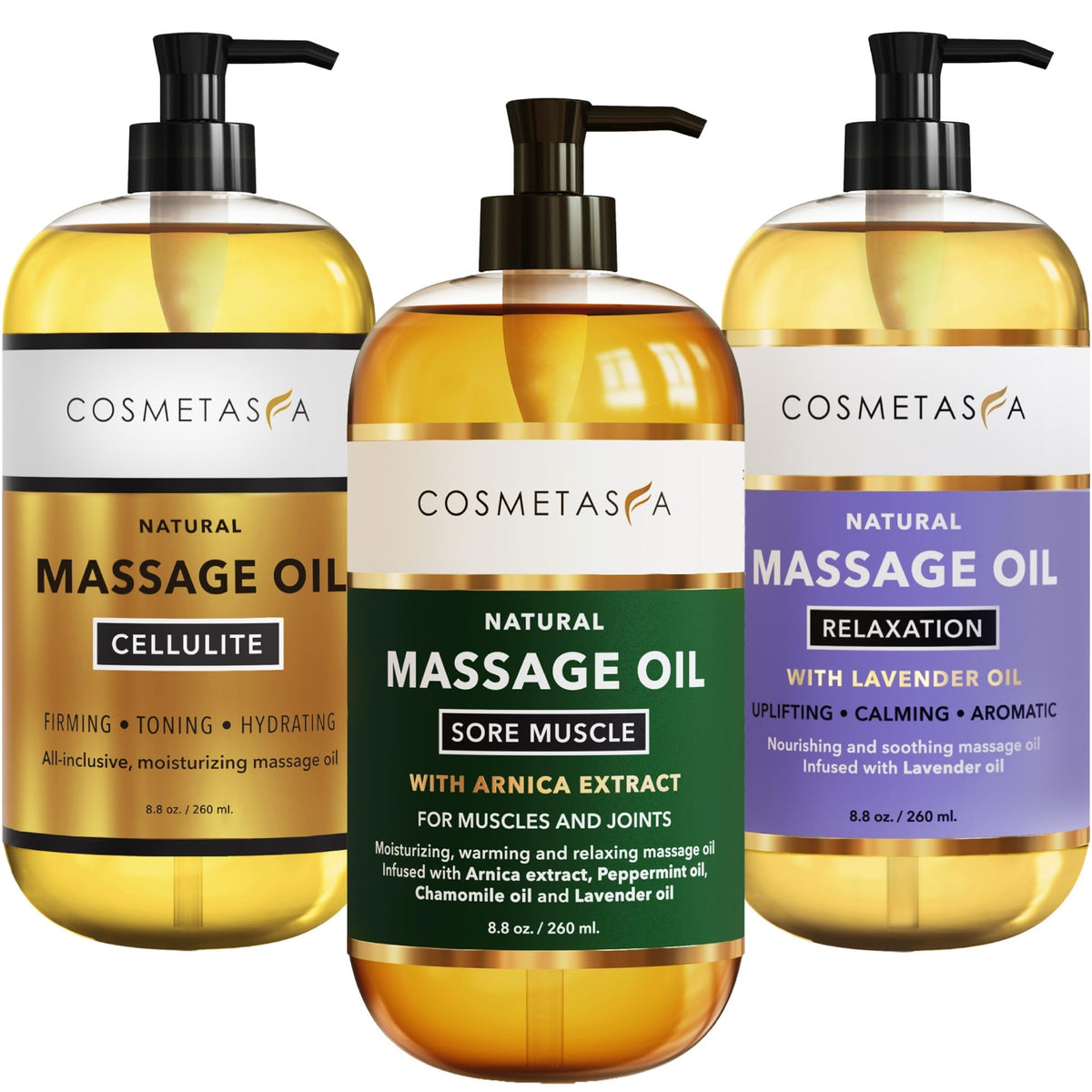 Cosmetasa lavender relaxation oil bottle for calming body massage.