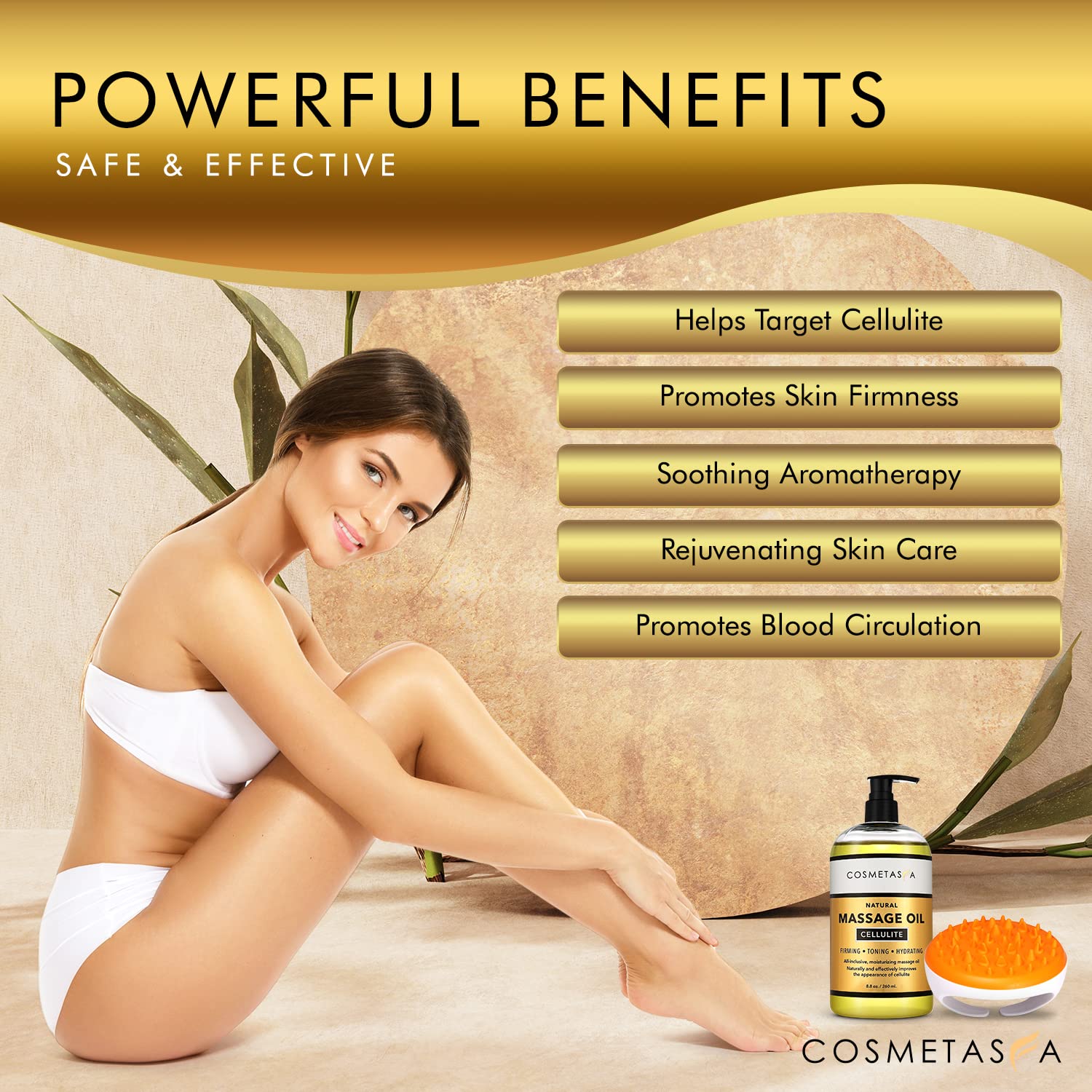 Cosmetasa lemon and grapefruit aroma supports circulation and pleasant scent.