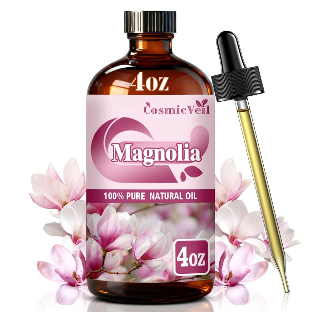 CosmicVeil Magnolia essential oil bottle with dropper for precise, mess-free diffusion