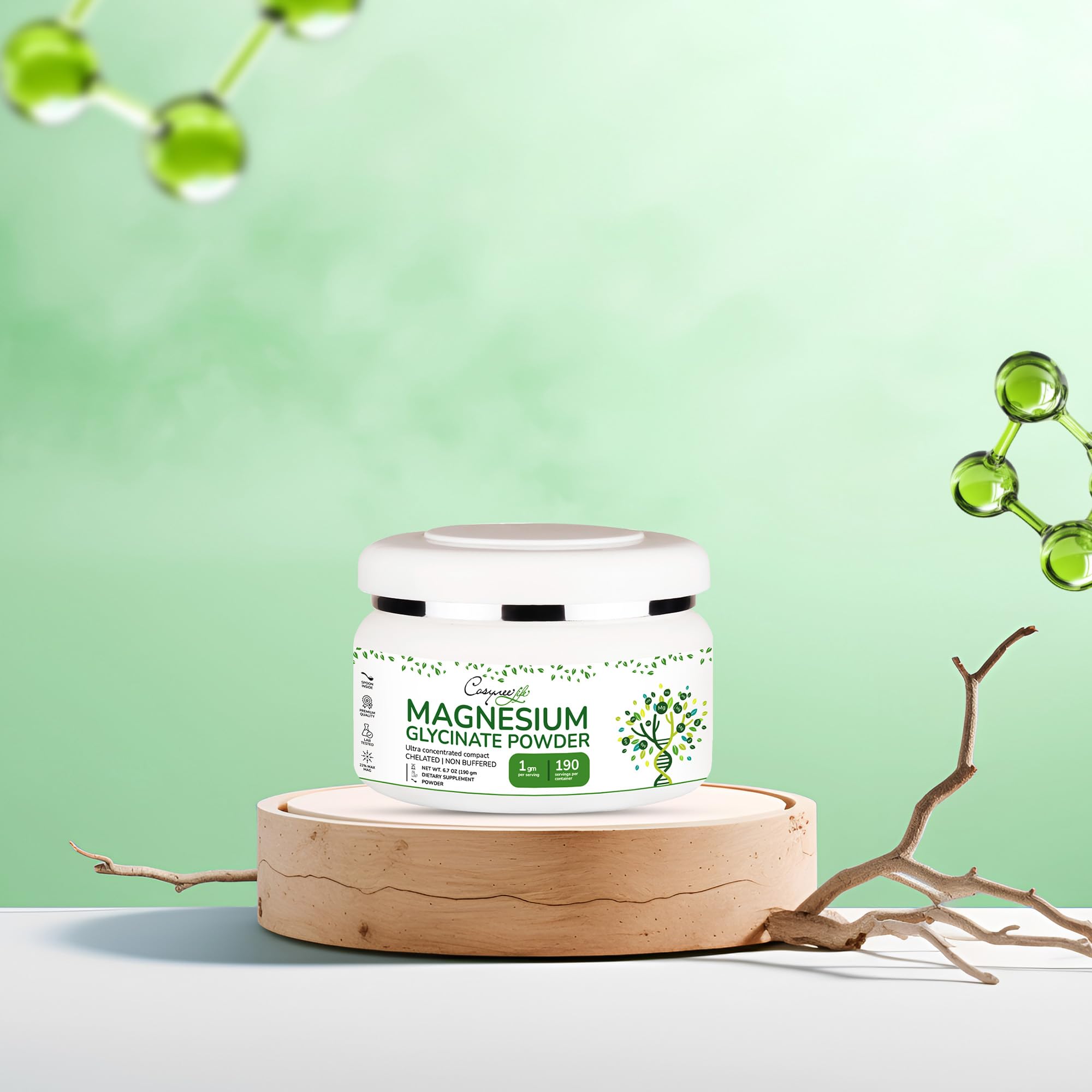 Cosynee magnesium glycinate powder dissolving in liquid for quick mix