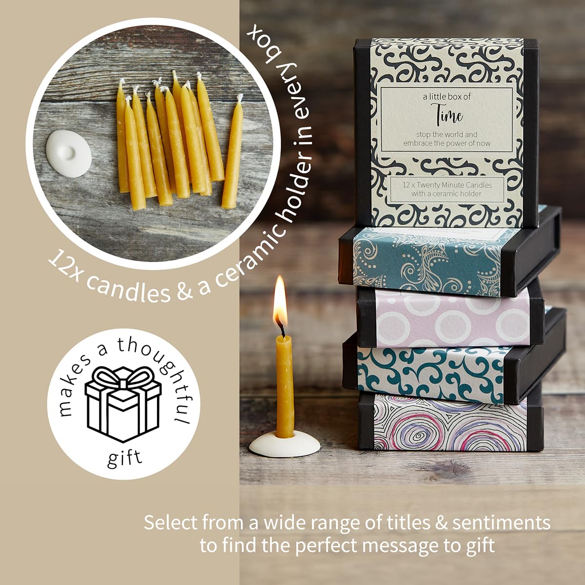 Burn time: Cotton & Grey candles provide at least 20 minutes of light.