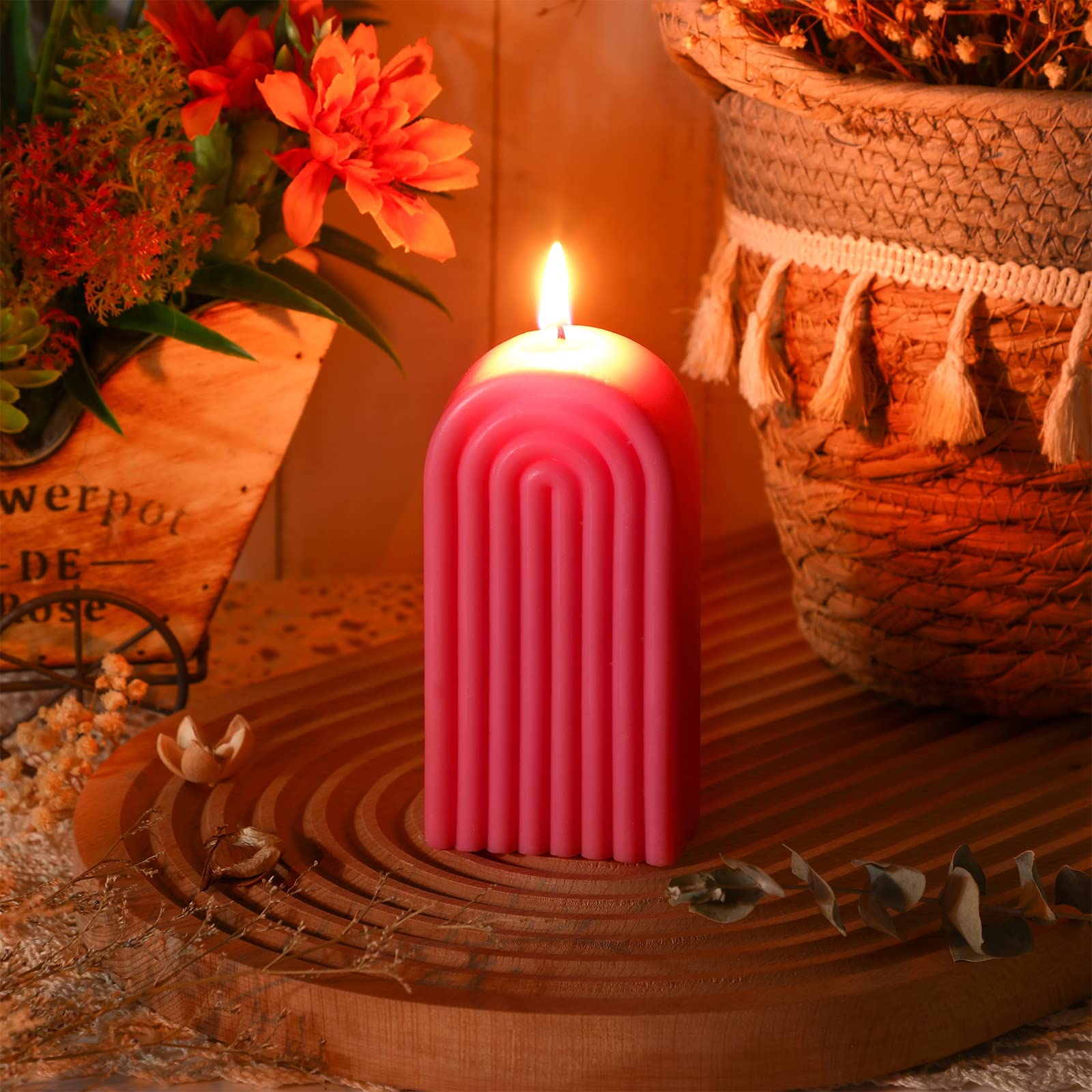 Coume scented pink candle suited for spa-like retreat