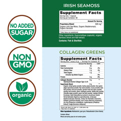 Country Farms Irish Sea Moss Capsules bottle highlighting minerals for radiant glow.