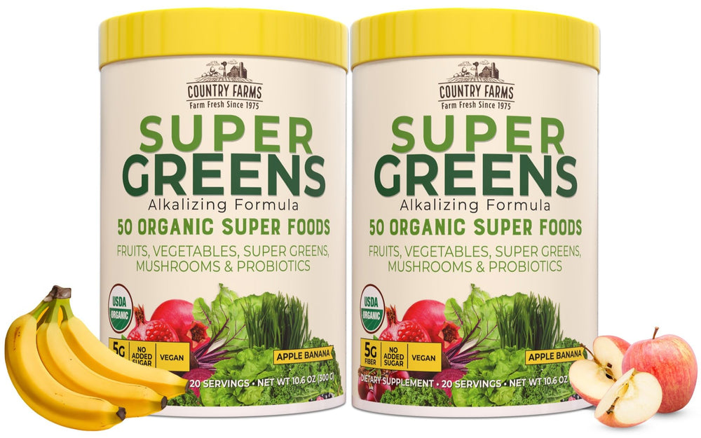 Country Farms Super Greens en vaso, batido nutritivo para empezar la mañana.