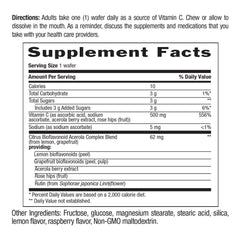 Country Life Acerola Vitamin C Wafers ingredients panel highlighting acerola and citrus bioflavonoids.