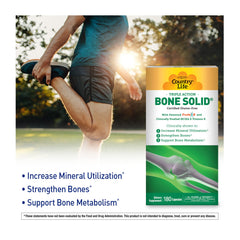 Country Life Bone Solid capsules with label highlighting vitamins K2 and D3.