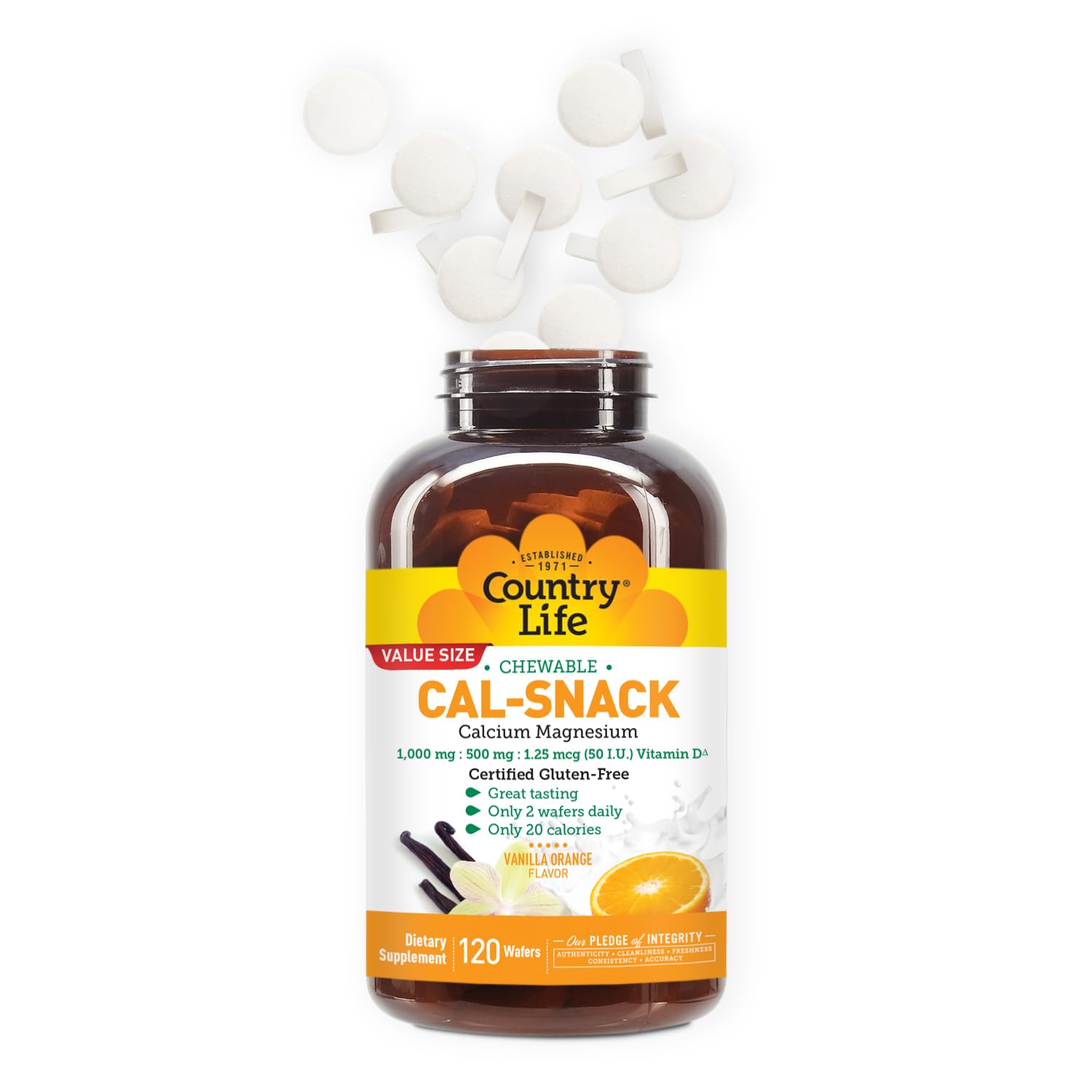 Country Life Cal-Snack two wafers easy to chew for daily use