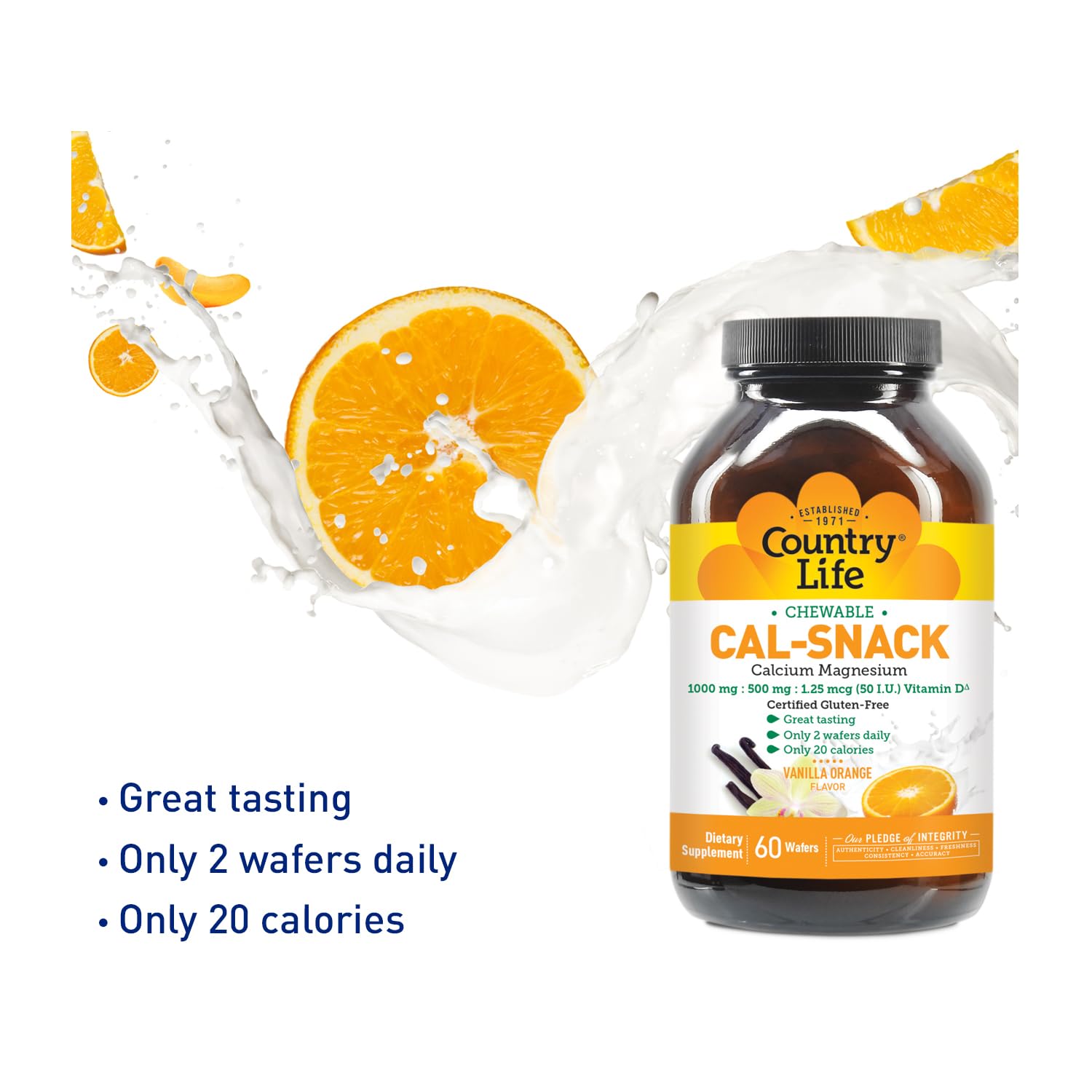 Vanilla orange flavor note in Country Life Cal-Snack wafers