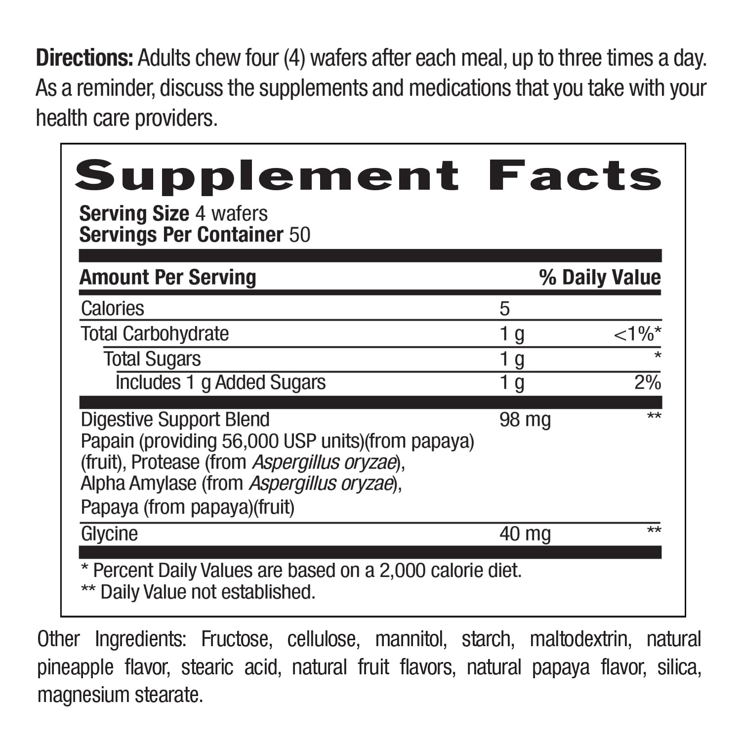 Country Life chewable papaya enzymes natural flavor offers pleasant chew experience.