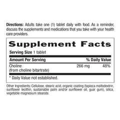 Country Life Choline 266mg capsule closeup highlighting smooth tablets.