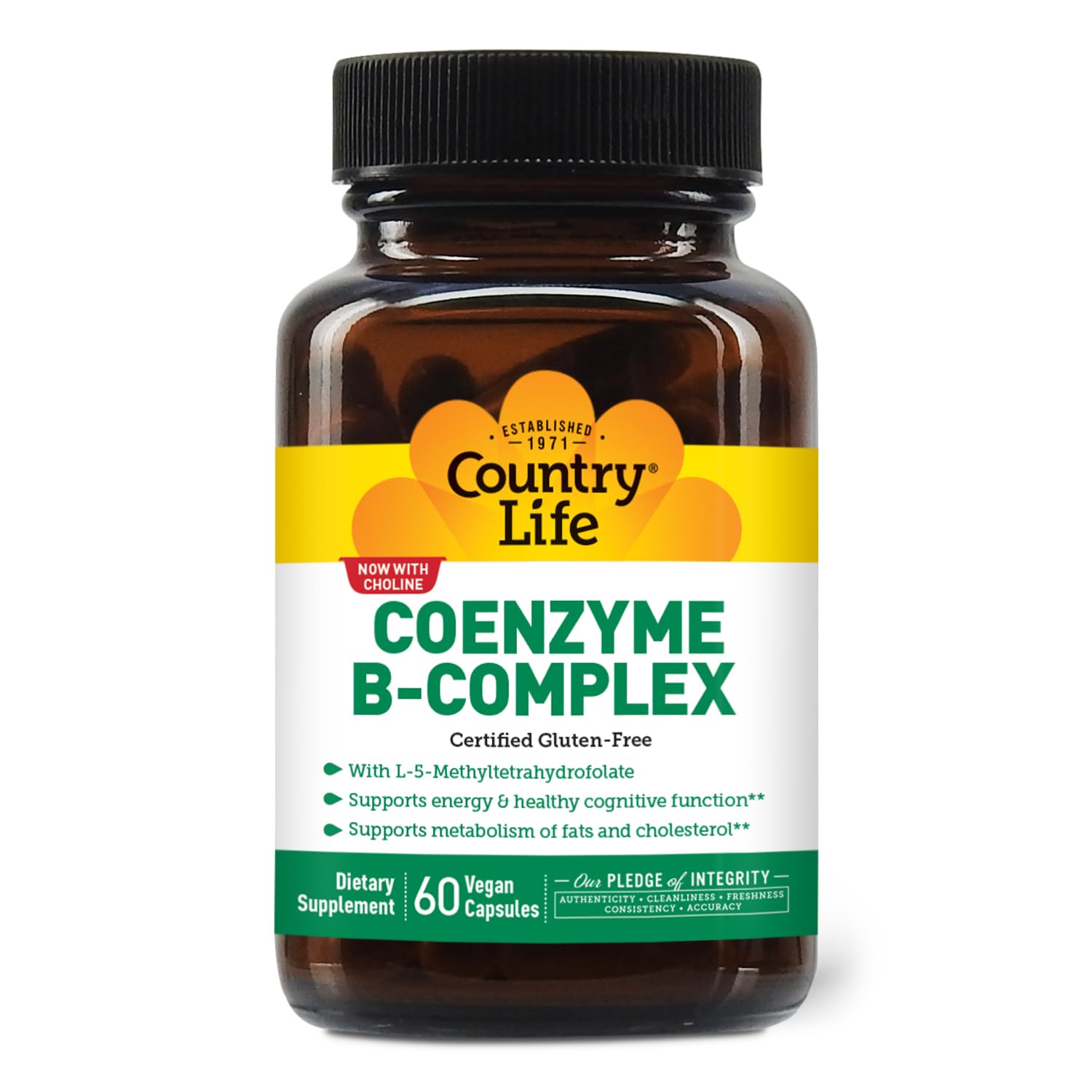 Country Life Coenzyme B-Complex bottle highlighting energy support formula.