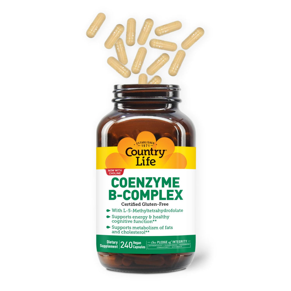 Country Life Coenzyme B-Complex dosage directions printed on the bottle.