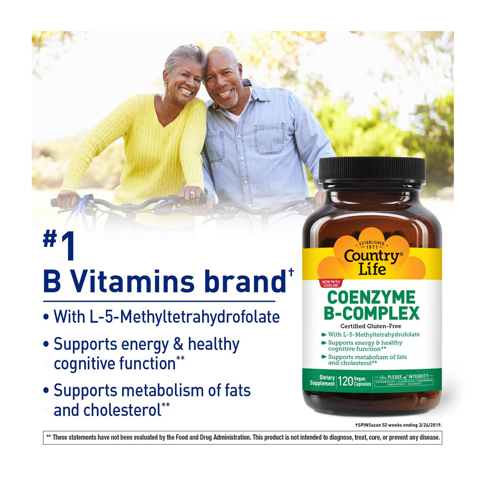 Country Life Coenzyme B-Complex on kitchen table suggests a simple daily routine.
