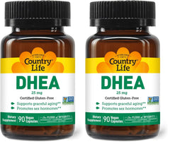 Country Life DHEA 25mg bottle front showing hormone-support potential.