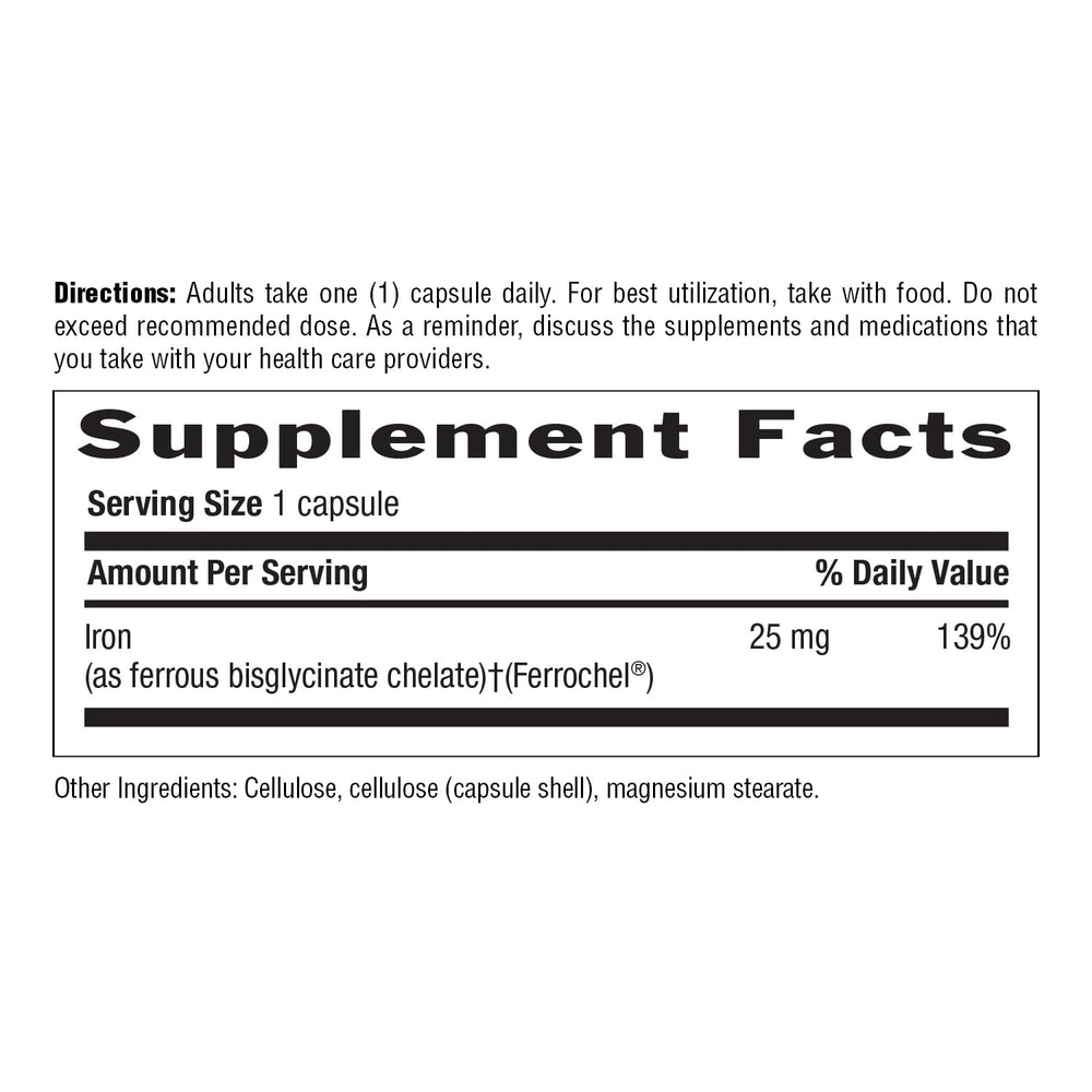 Country Life Easy Iron 25mg capsules aligned on a clean surface for daily wellness routine.