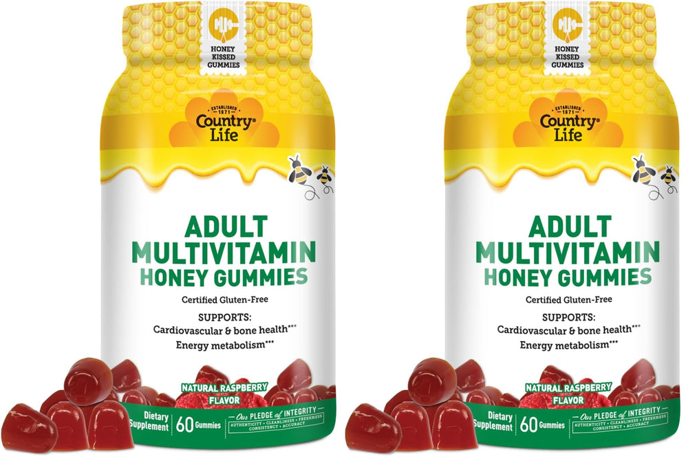 Country Life Honey Gummies bottle front view with natural honey flavor for daily wellness.